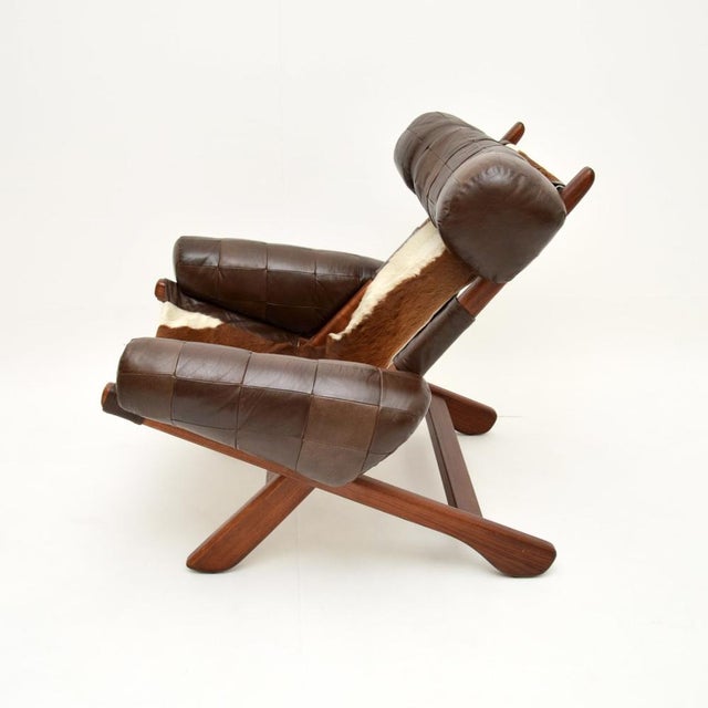Wood Swedish Cow Hide Armchairs from Arne Norell AB, 1960, Set of 2 For Sale - Image 7 of 13