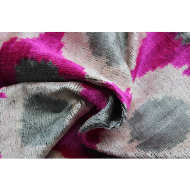 Textile Contemporary Boho Chic Silk Velvet Ikat Pillow Cover Bohemian Pillow Cover For Sale - Image 7 of 9