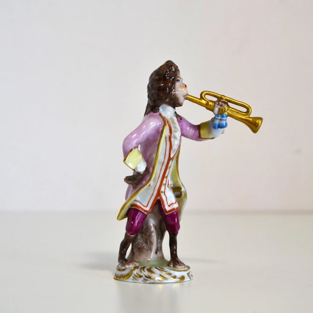 1950s Porcelain Figurine from the Series Monkey Band, Guitarist, Volkstedt Manufactory, Germany, 1940s For Sale - Image 5 of 10