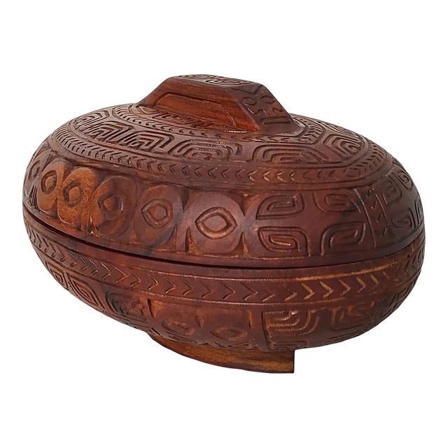Handcarved Oceanic Wood Tureen For Sale