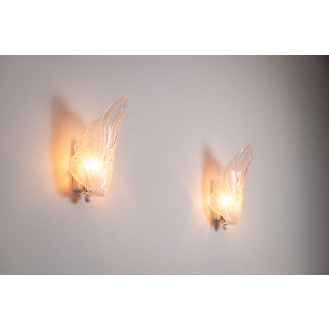 Vintage Glass Leaf Wall Lamps, 1970s, Set of 2 For Sale - Image 14 of 14