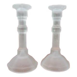Glass Candlesticks, 1970s, Set of 2 For Sale