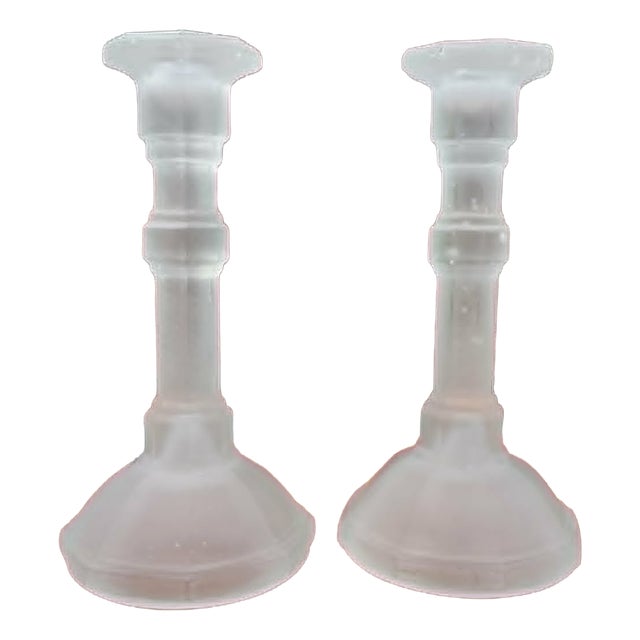 Glass Candlesticks, 1970s, Set of 2 For Sale