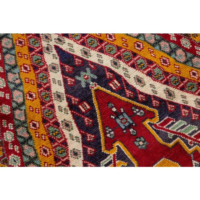 Vintage Handmade Shiraz Red Geometric Wool Rug 6'10" X 10'1" For Sale - Image 9 of 10