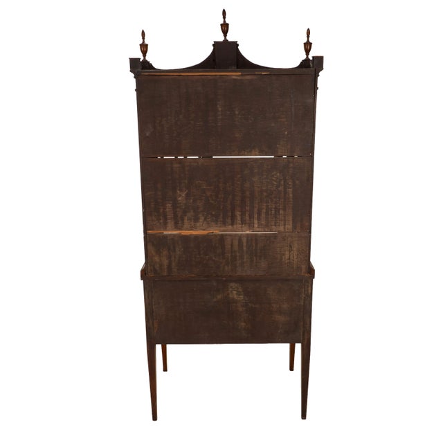 Late 19th Century Flame Mahogany Secretary Desk Bookcase, Antique Drop Front Desk For Sale - Image 15 of 18
