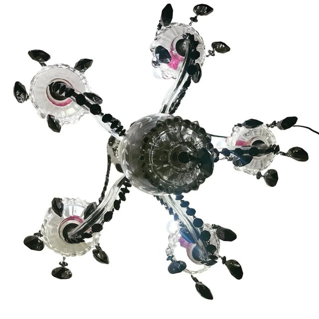 Karen Curtis’ Red & Black Strass Swarovski Crystal Chandelier, Antique Frame For Sale - Image 9 of 12