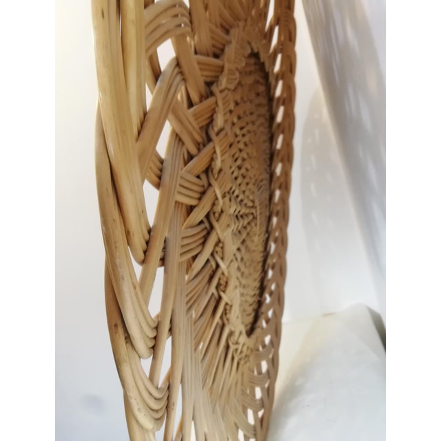 Wood Vintage Woven Wicker Mirror, Italy, 1960s For Sale - Image 7 of 10
