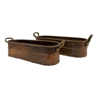 Vintage Copper Planter Troughs / Jardinieres, A Pair For Sale