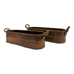 Vintage Copper Planter Troughs / Jardinieres, A Pair