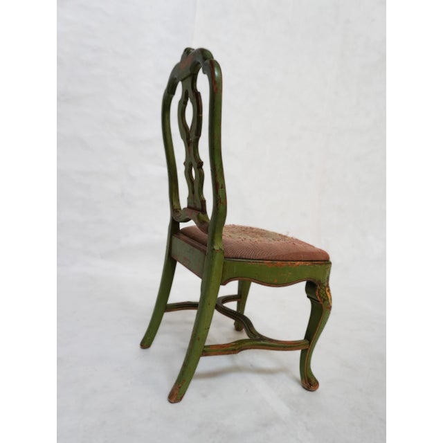 Rococo Late 19th Century Green Painted Chair With Beautiful Needlepoint Seat For Sale - Image 3 of 16