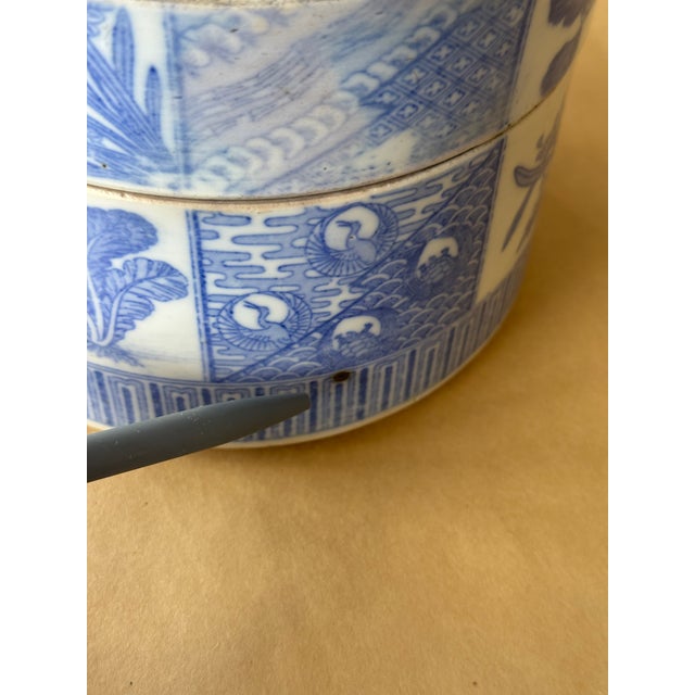 Antique Blue and White Porcelain 5-Piece Stacking Box 19th Century For Sale - Image 13 of 13