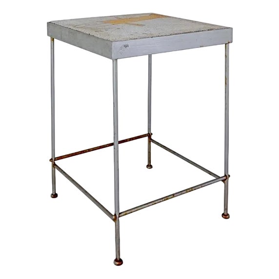 Outdoor Side Table with Fish Stone Slab Top For Sale