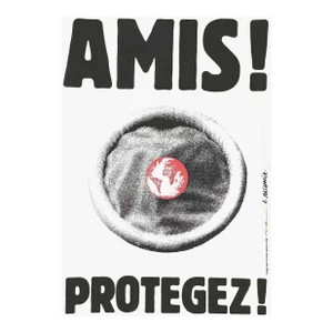 1993 Roman Cieslewicz Amis ! Protégez ! Aids Campaign Screen Print Poster