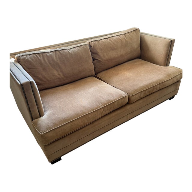 Restoration Hardware Collins Sofa & Chase Set With Nailhead Trim For Sale