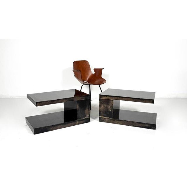Pair of Aldo Tura Side Tables, Parchment, Italy, 1960s