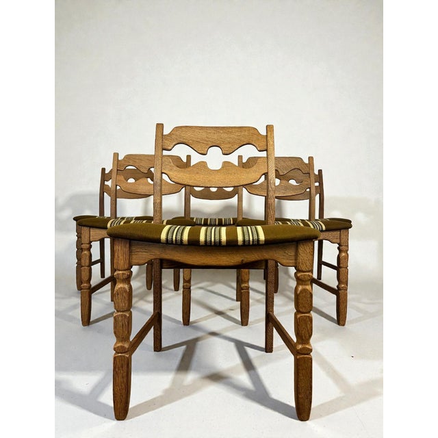 Wood Vintage Razorblade Oak Dining Chairs by Henning Kjærnulf for Nyrup Møbelfabrik, Denmark, 1960s, Set of 6 For Sale - Image 7 of 12