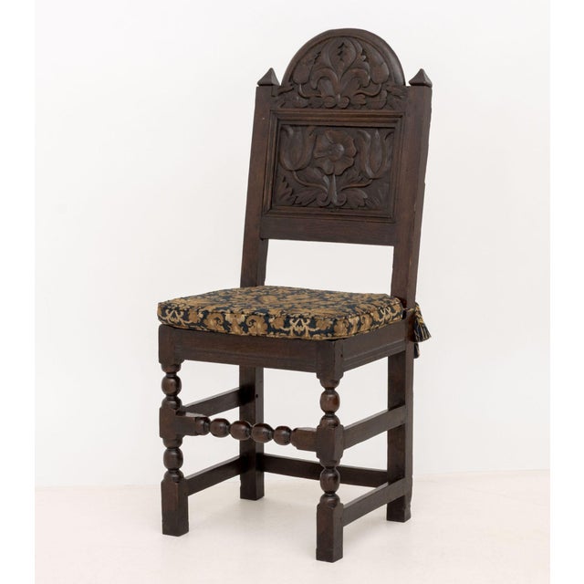 Set of Eight Jacobean Carved Oak Dining Chairs For Sale - Image 11 of 16
