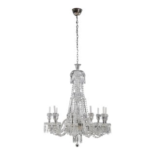 Vintage Restored 10 Arm Clear Crystal Chandelier For Sale