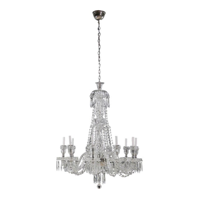 Vintage Restored 10 Arm Clear Crystal Chandelier For Sale