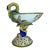 Antique French Quimper Porquier-Beau Footed Compote With Swan Handle For Sale