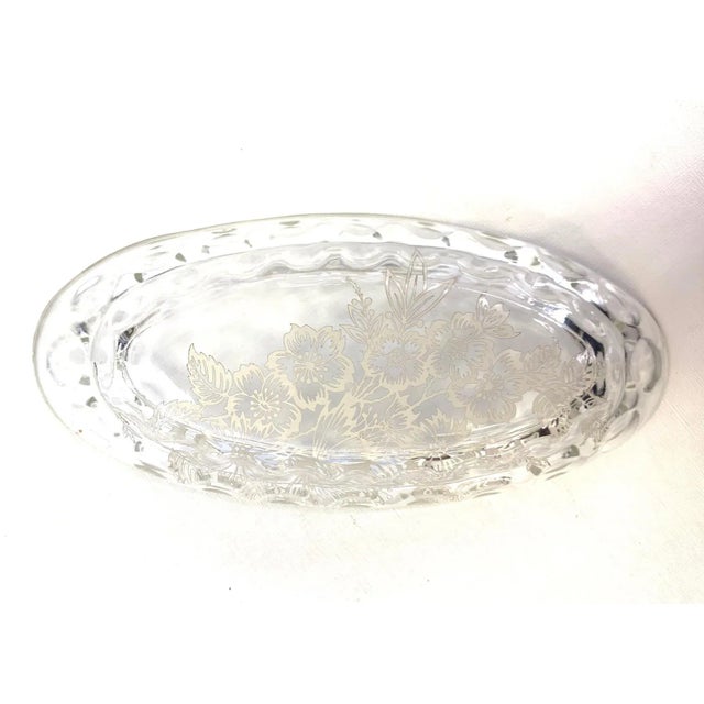 1960's Silver Overlay Glass Oval Dish For Sale In West Palm - Image 6 of 7