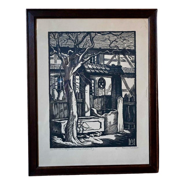 Henri Bacher, Well in Alsace, 1900, Woodcut For Sale