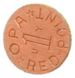 1940s World War II Red Point Ration Token