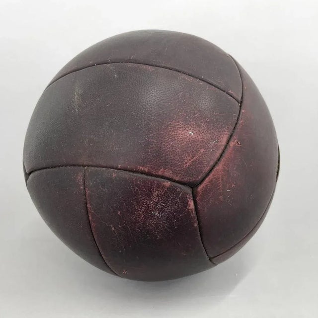 Vintage Mahogony Leather Medicine Ball, 1930s For Sale - Image 3 of 7