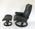 Ekornes Stressless Large Royal Paloma Black Leather Swivel Recliner and Ottoman For Sale In Milwaukee - Image 6 of 18