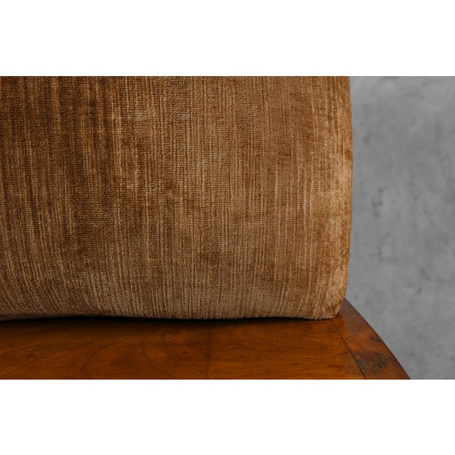 Art Deco Walnut Stool with Velvet Upholstery, Italy, 1920s For Sale - Image 12 of 13