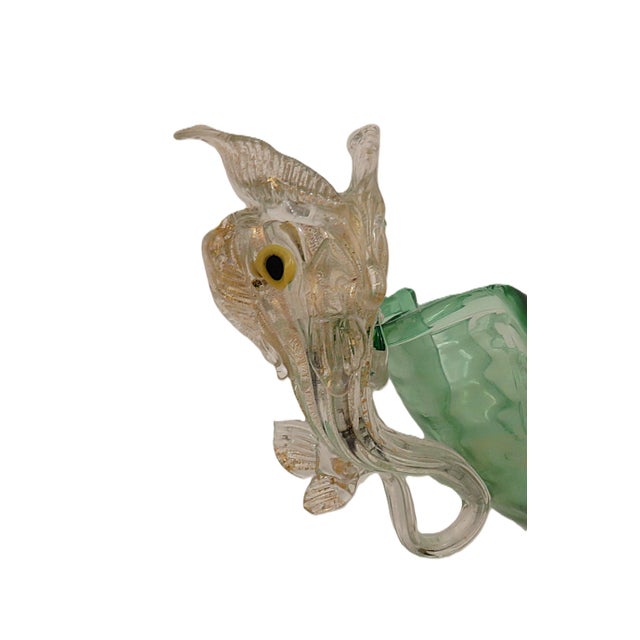 Mid-Century Modern Italian Murano Green Glass Pedestal Bowl Compote With Dolphins Mid Century Modern For Sale - Image 3 of 6