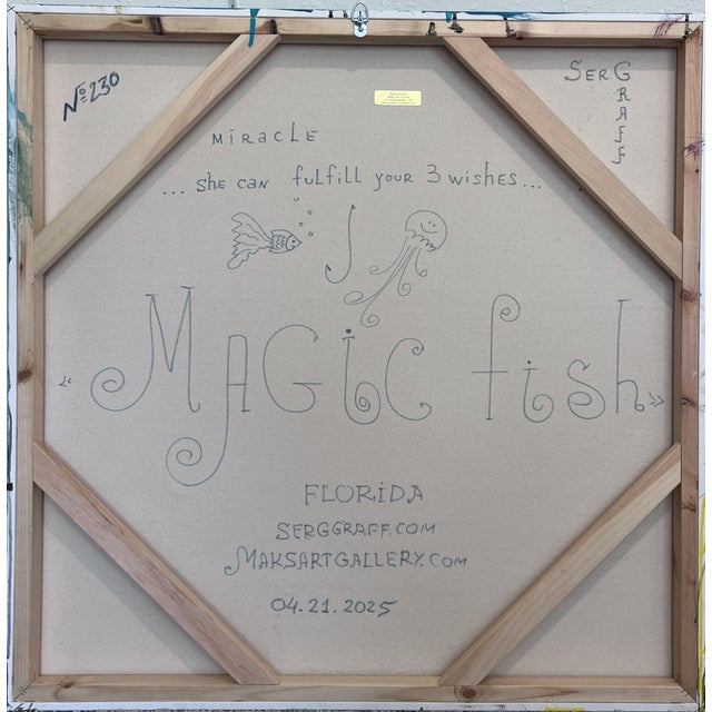 Title: Magic Fish Artist: Serg Graff Medium: Mixed media (acrylic, oil, texture paste, found objects) on canvas Size: 36"...