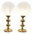 Vintage Brass Table Lamps with White Glass Shades, 1970s, Set of 2 For Sale