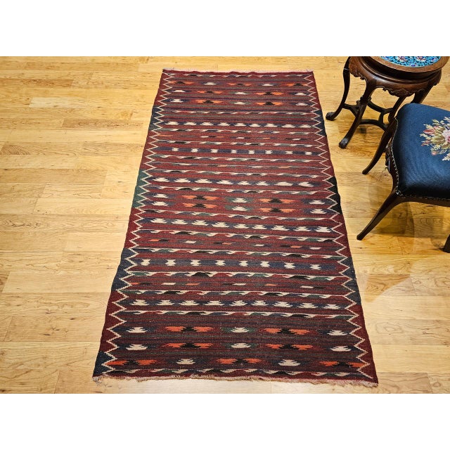 Vintage Moroccan Kilim Rug, Handwoven Wool, Geometric Design, 4' X 6' For Sale - Image 4 of 10