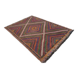 Hand Woven Turkish Kilim Area Rug - 6'9" X 9'6" For Sale