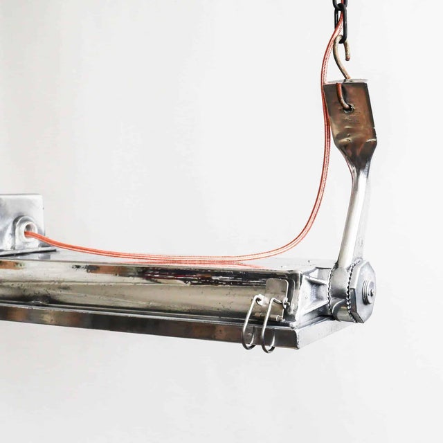 Large Fluorescent Double Pendant in Flat Cast Aluminum, 1970s For Sale - Image 4 of 11