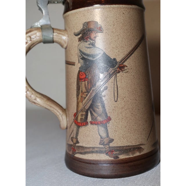 Vintage Marzi & Remy Lidded Pottery Stoneware Pewter Figural Beer Stein Mug For Sale - Image 10 of 12