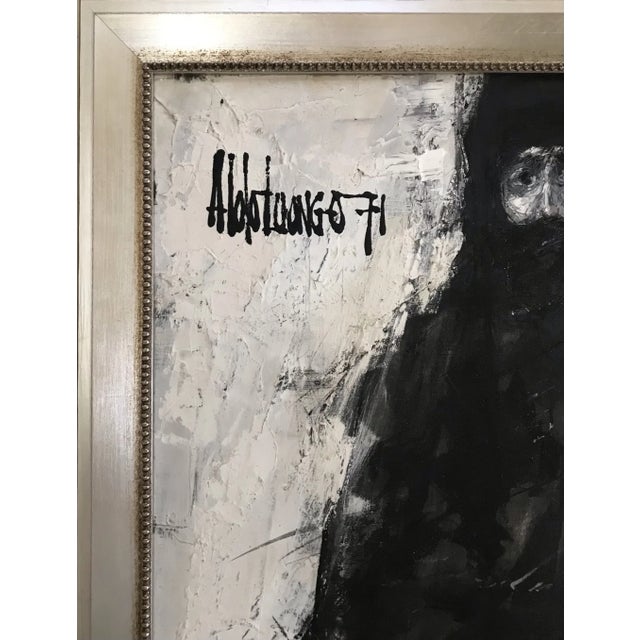 Aldo Luongo Man in Black 1971 Original Oil Painting on Canvas, Framed For Sale In Los Angeles - Image 6 of 6