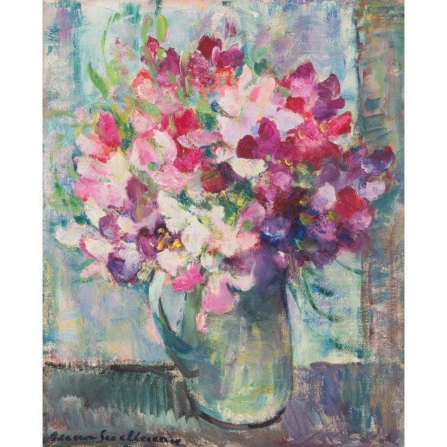 Anna Snellman, Still Life with Flowers in a Jug, 20th Century, Oil on Canvas For Sale - Image 5 of 5