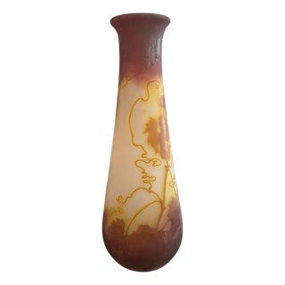 Cameo Glass Vase with Vine Leaf Decoration from Emile Gallé, 1890s For Sale