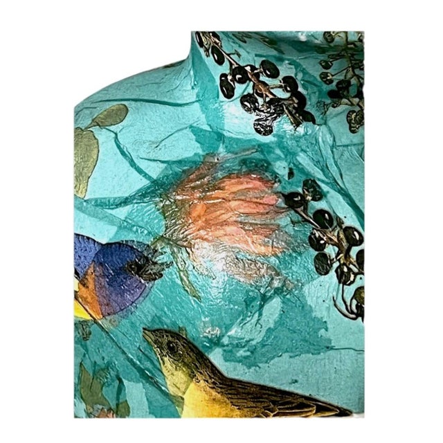 2020s Chinoiserie Bird & Botanical Decoupage Teal Table Lamp 21 Inches For Sale - Image 5 of 12