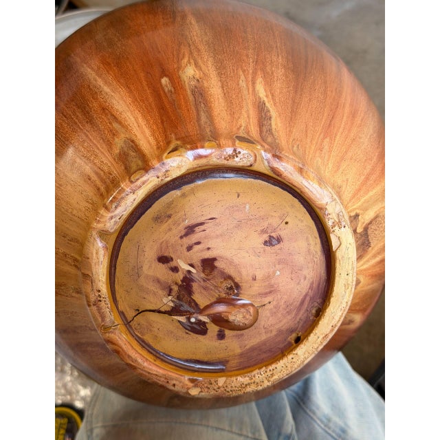Large Brown Drip Glaze Ceramic Bowl 1960s Mid-Century Modern For Sale - Image 4 of 10