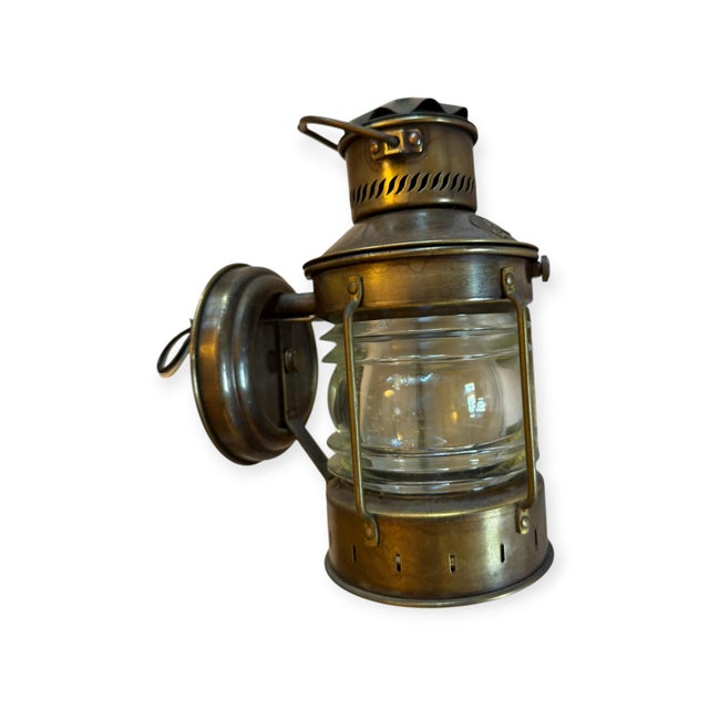 Mid 20th Century Nautical Mid Century Lantern Wall Sconces With “Anchor” Design - a Pair For Sale In Los Angeles - Image 6 of 10