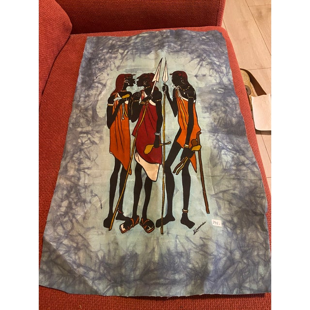 Textile Vintage African Batik Textile Wall Hanging – Signed Kiwanuka – East African Figurative Art For Sale - Image 7 of 7