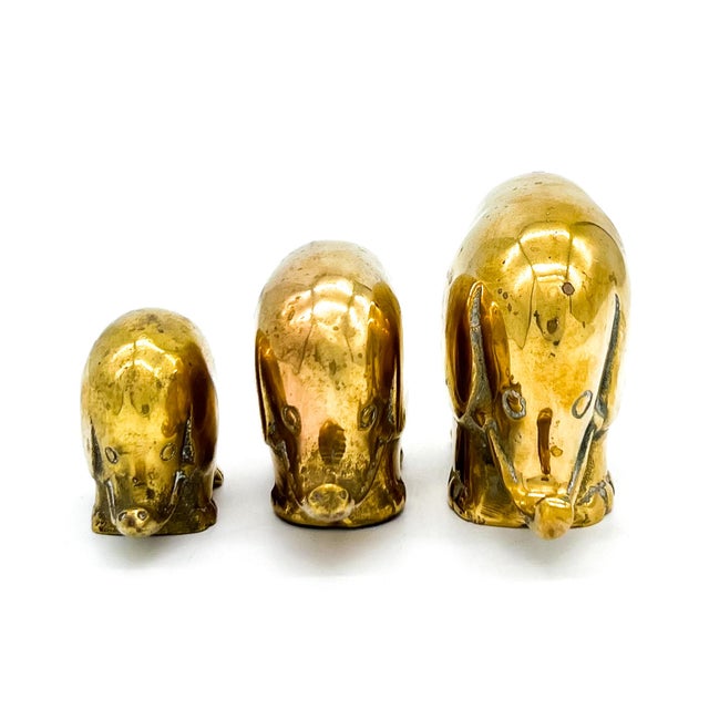 Late 20th Century Set of 3 Brass Elephant Figurines by Jack Housman Inc. – Hollywood Regency / Mid-Century Modern For Sale - Image 5 of 12