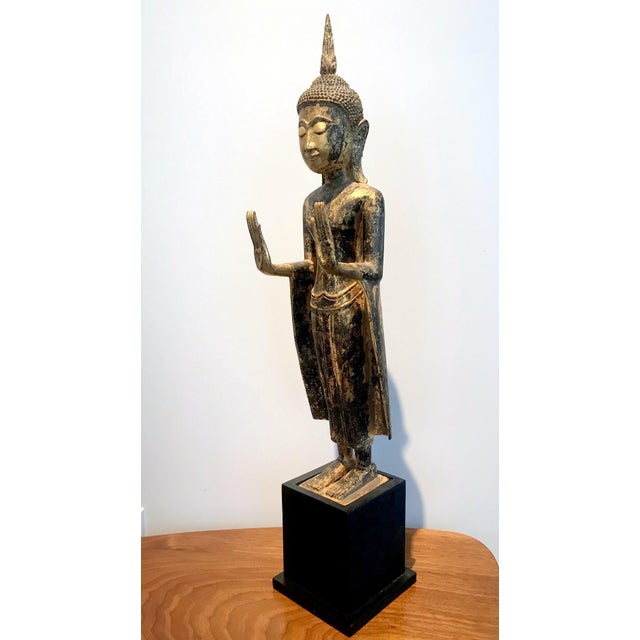 Asian Antique Antique Giltwood Buddha Statue Southeast Asia For Sale - Image 3 of 12