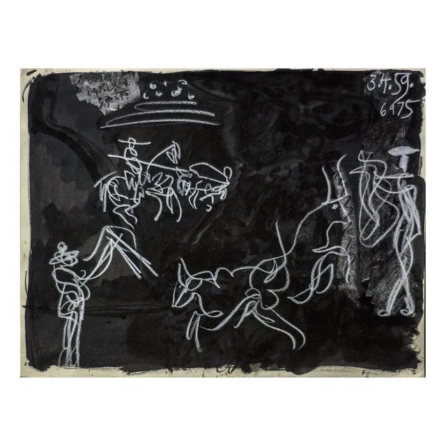 Corrida is an original etching on paper realized by Gian Paolo Berto, in 1975 Good conditions . Hand-dated 1975. Sheet...