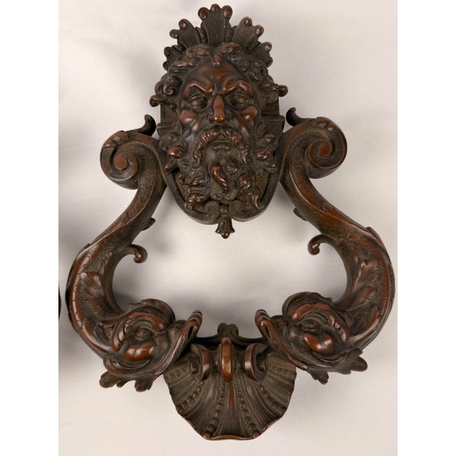 Pair of Monumental 19th Century French St Bricard Paris Bronze Door Knockers For Sale - Image 4 of 10