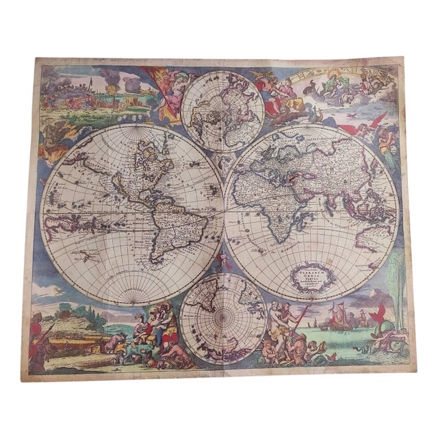 Nova Totius Terrarum Orbis Tabula Chart, Amsterdam, 17th Century For Sale