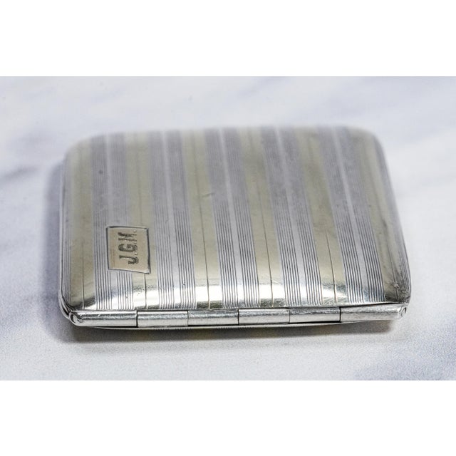 1920s Art Deco Engine Turned Antique Gorham Sterling Silver 14k Gold Matchbook Holder Case Matches Vesta Tobacciana For Sale - Image 13 of 16